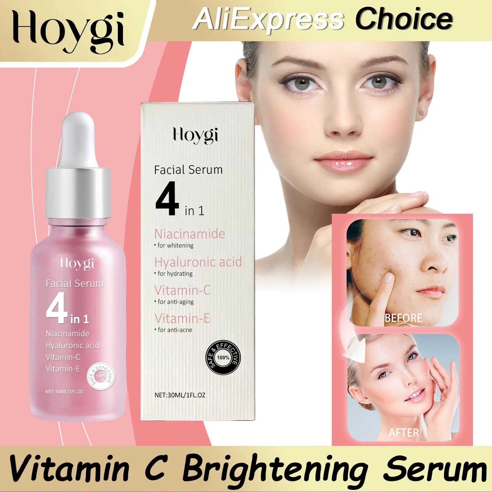 Serum Faced with the Hyaluronic Acid HOYGI, Reduces Melanine, Hydrating, Ringiovanente, Shrinking the Pores, Scratching, Removes Scure Macchies