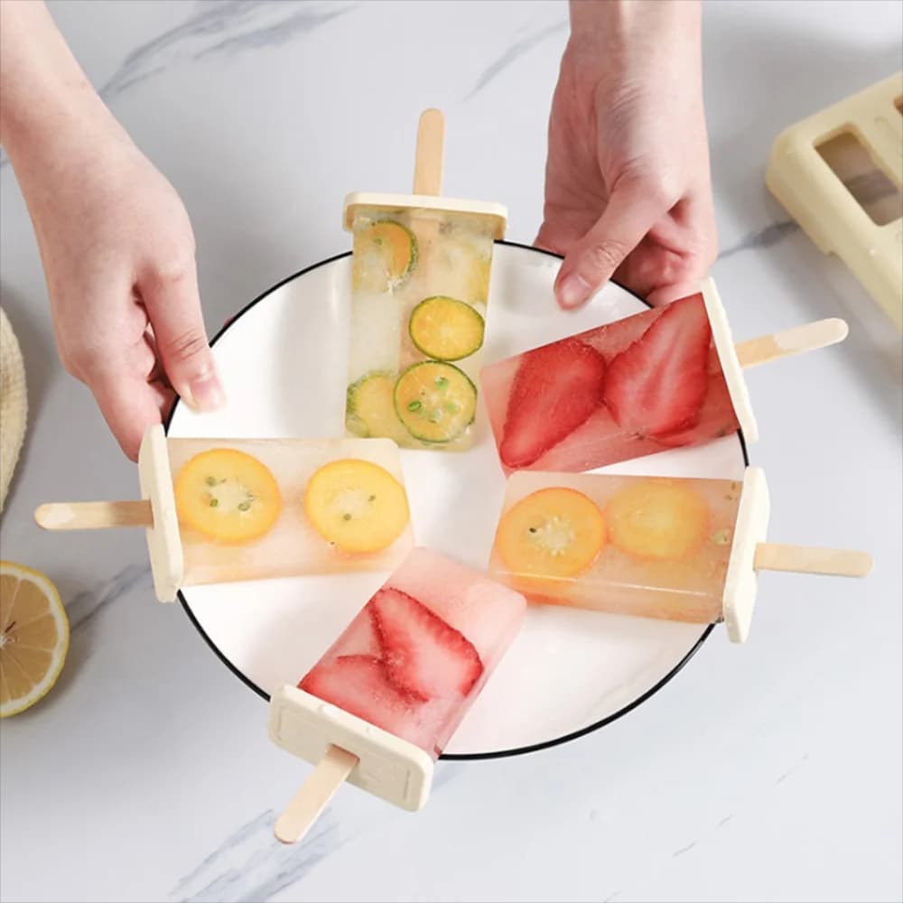 Stampo per ghiaccioli fai da te, macchina per gelato artigianale, contenitore per ghiaccio con bastoncini in plastica, stampo per ghiaccioli, vassoio per cubetti di ghiaccio, gadget da cucina