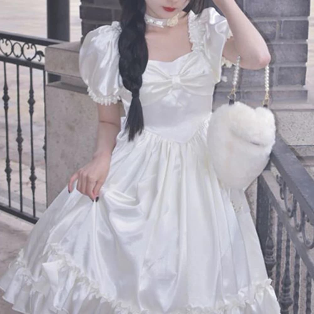 Ragazza francese elegante principessa fiocco cavolo abito originale Lolita robe longue de soiree femme pour mariage