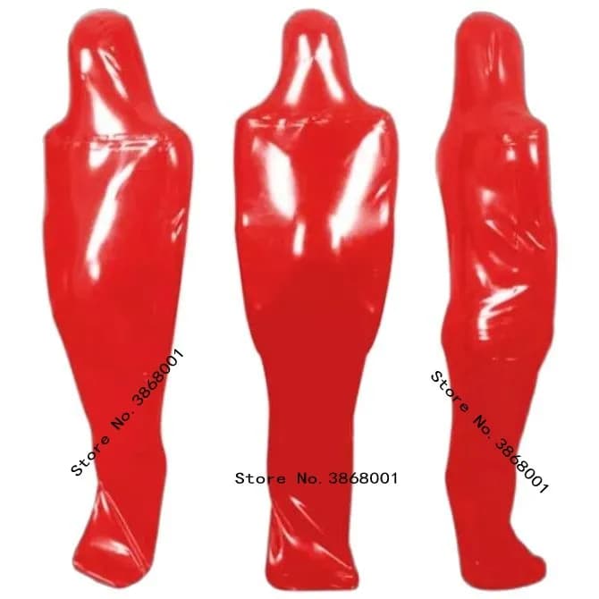Fetish pvc ecopelle unisexy sexy mummia rossa tuta intera lucido sacco a pelo Catsuits adulto cosplay Fancy Dress