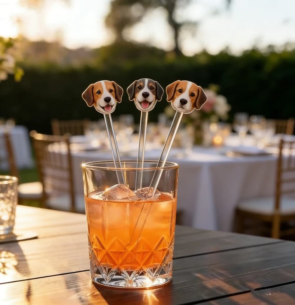 50/100/150Pcs Personalized Print your Dog or Cat Pet Stir Sticks, 2-sided Signature Drinks,Acrylic Wedding Cocktail Stirrers,