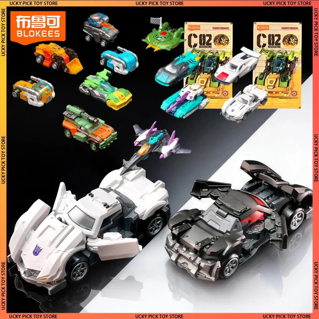 Nuovo Set di Modellini Auto Transformers Blokees 1:64 in Scatola Misteriosa C02, Optimus Prime e Megatron, Action Figure Assemblabili, Regalo da Collezione