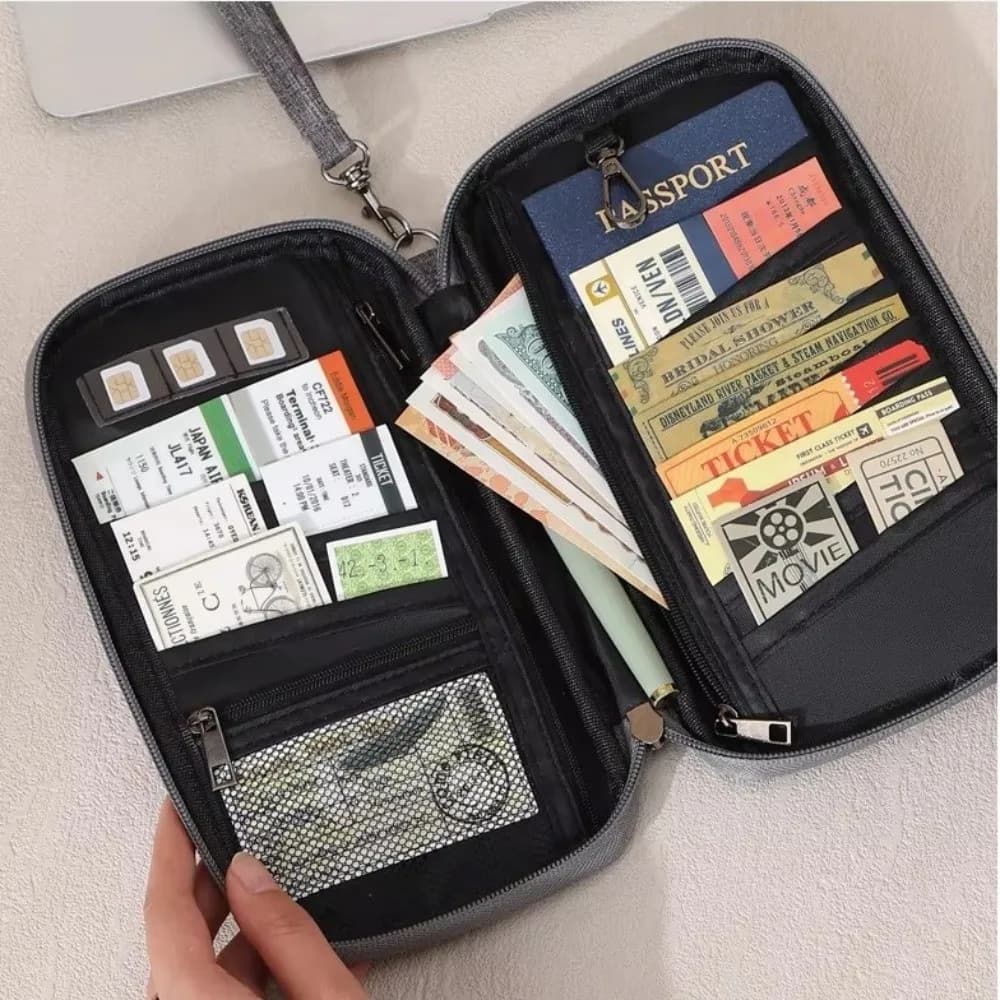 RFID Blocking Passport Holder Wallet Oxford Cloth Multi Functional Document Case Cover Document Bag Credit Card Case Wallet Bag