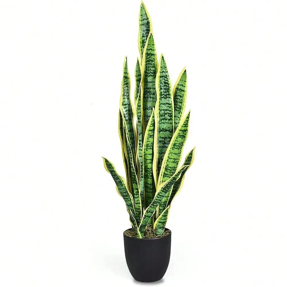 Pianta di serpente artificiale, pianta da pavimento in vaso finta alta 90 cm, grande pianta di Sansevieria finta con vaso da 15 cm e 20 foglie per soggiorno, casa, ufficio moderno, decorazione d'interni