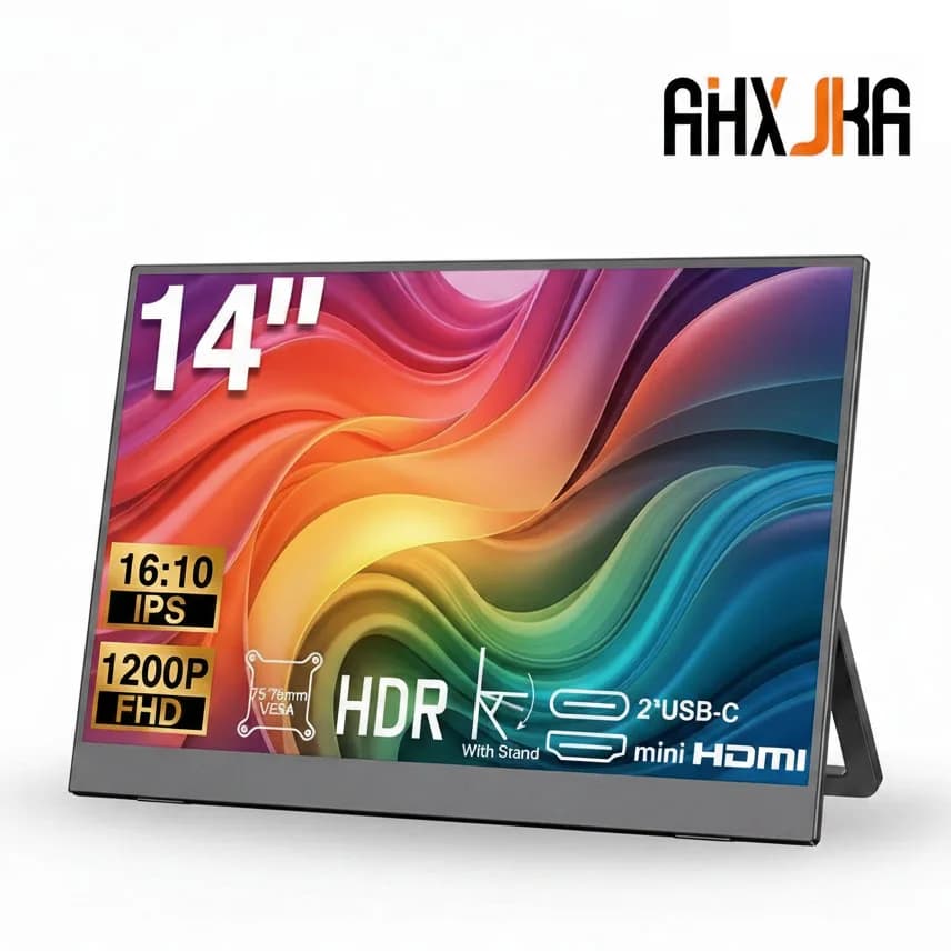 14" Screen Portable Monitor FHD 300Nits Ultra thin Back Stand Design Portable Monitor for Phone Gaming PS4/ 5 Switch Laptop