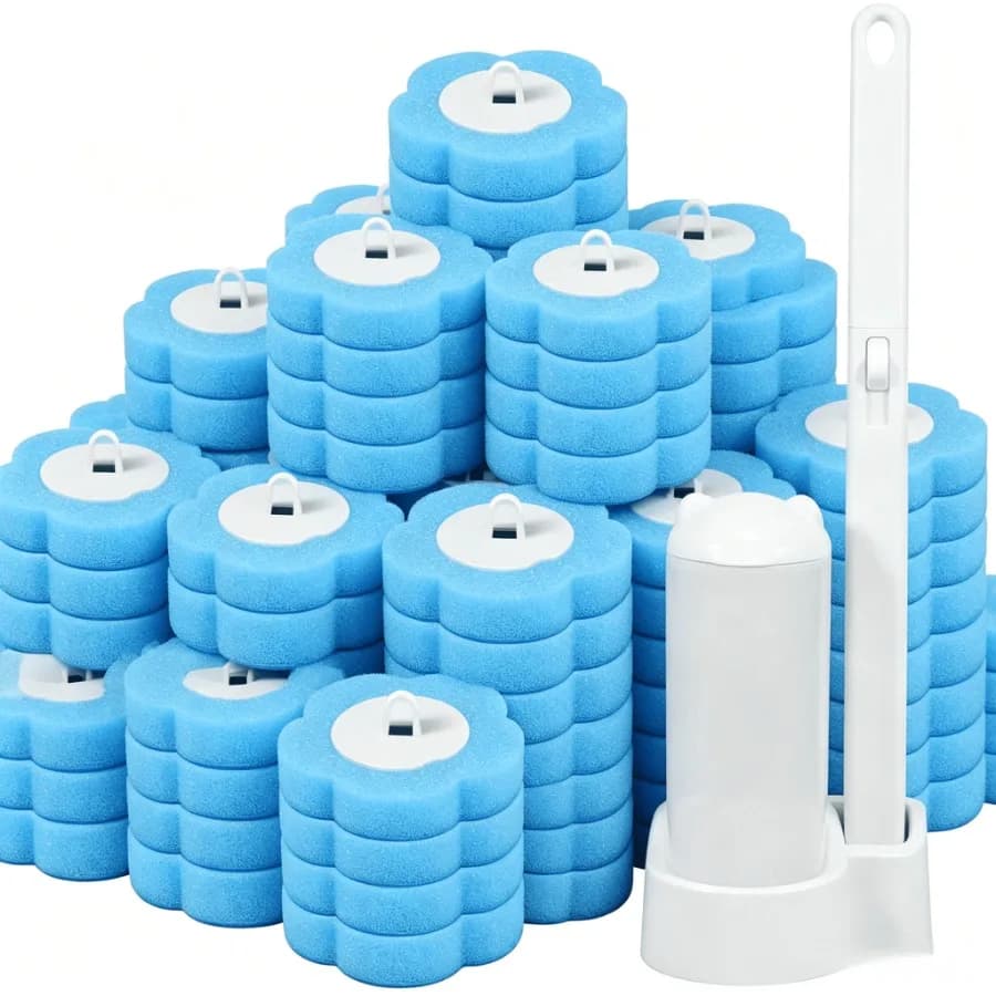 Disposable Toilet Bowl Brush with 72 Toilet Wand Refills and Toilet Bowl Cleaner Wands Replacement Brush Heads Compatible With
