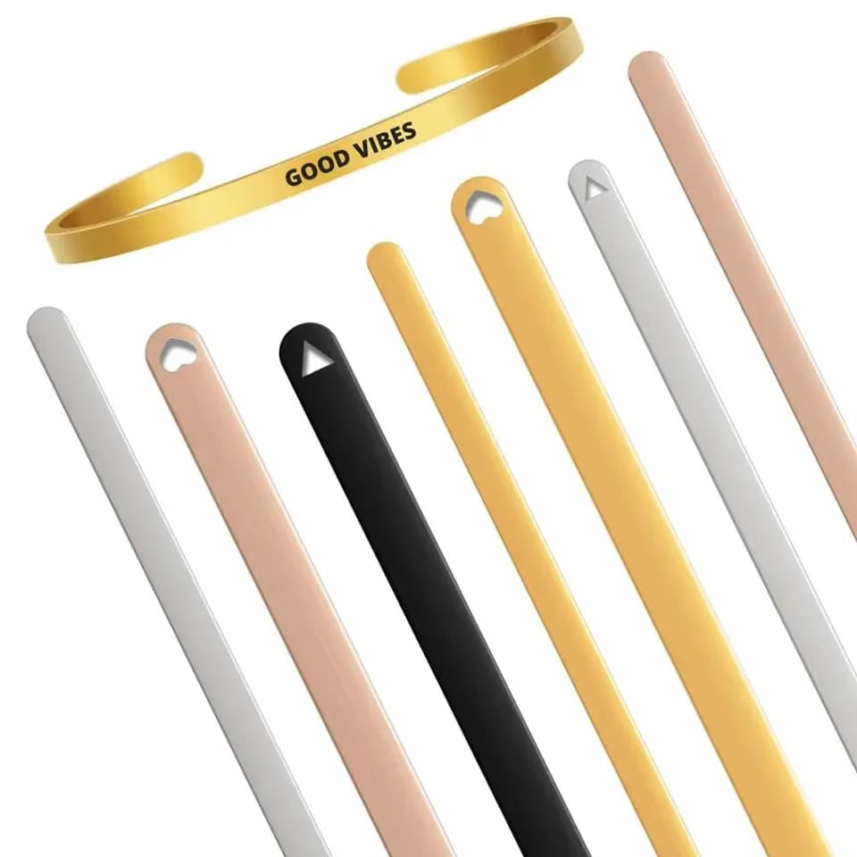 Bracciale a barra liscia in acciaio inossidabile 304, bracciale rigido fai da te per incisione laser, accessori per la creazione di gioielli