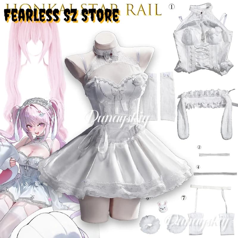 ‌ ‌ ‌ ‌ ‌ ‌ ‌ Costume Cosplay Alice: Abito Dolce da Ragazza del Gioco NiiIkke di Fairy Tales And Dreams, Parrucca e Uniforme Lolita Carina per Halloween e Carnevale ‌