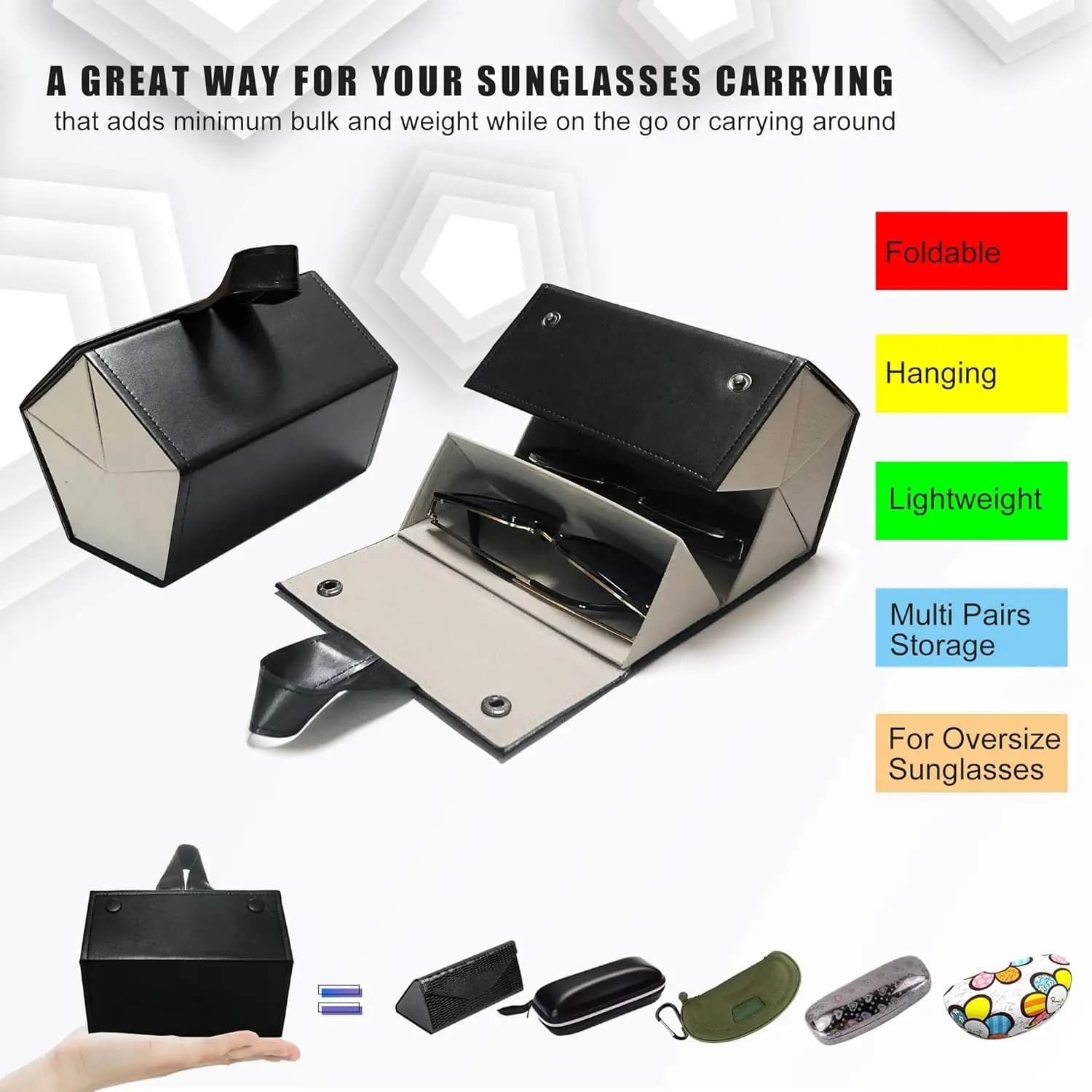 Sunglass Eyeglass Organizer Collector 5 slot PU Eyeglasses Storage Case Box Multiple Hanging Eyewear Display