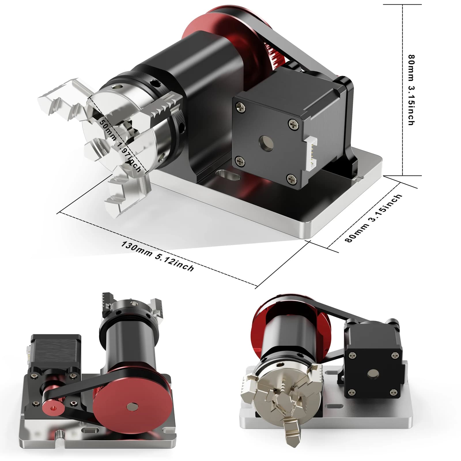 Twotrees Kit modulo rotante 4th Axis per TTC450/TTC 450 PRO macchina per incisione Laser CNC rullo rotante per lattine di oggetti cilindrici