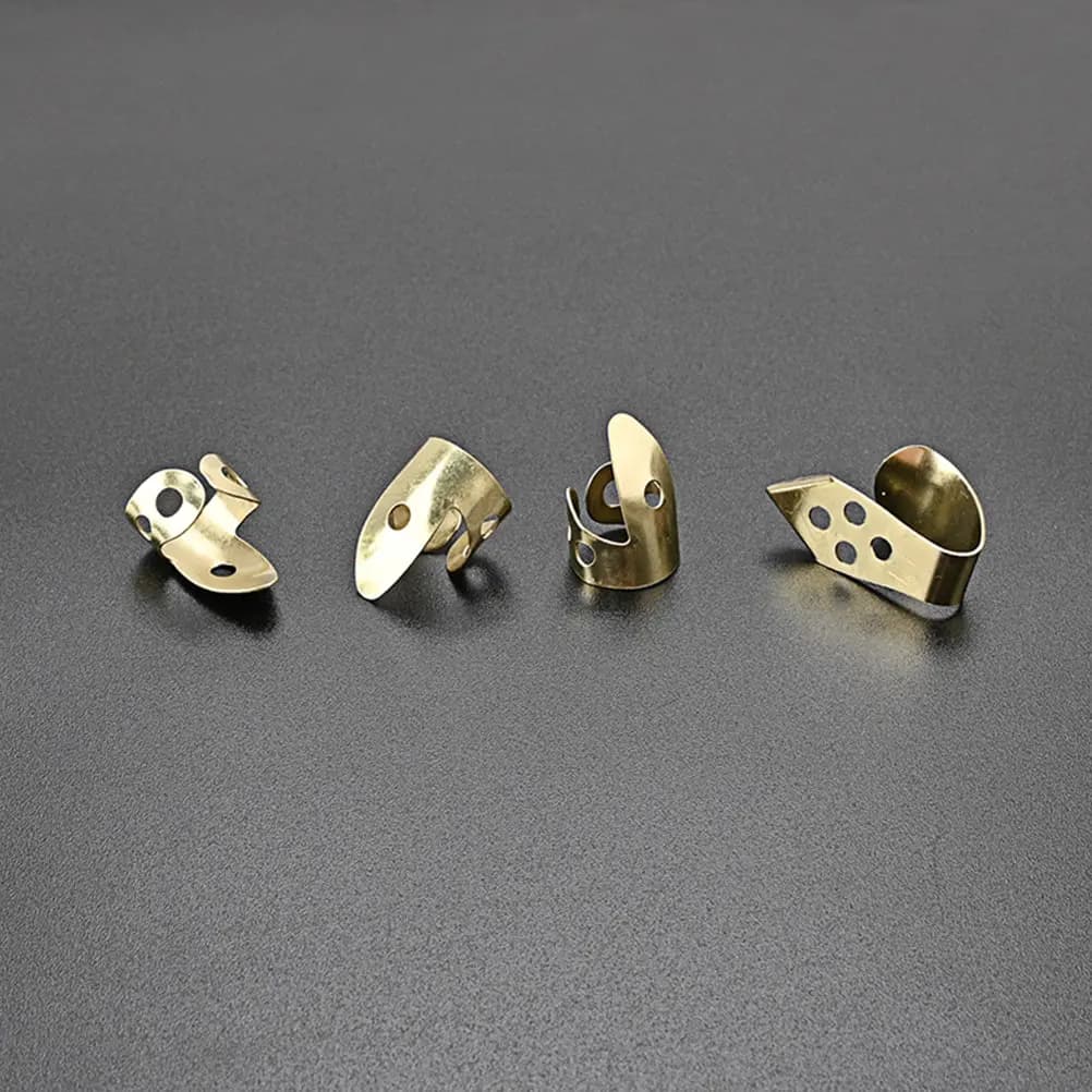 Set di 4 Plettri in Metallo Resistenti Multifunzionali per Chitarra Acustica, Plettri per Pollice, Accessori per Banjo e Basso