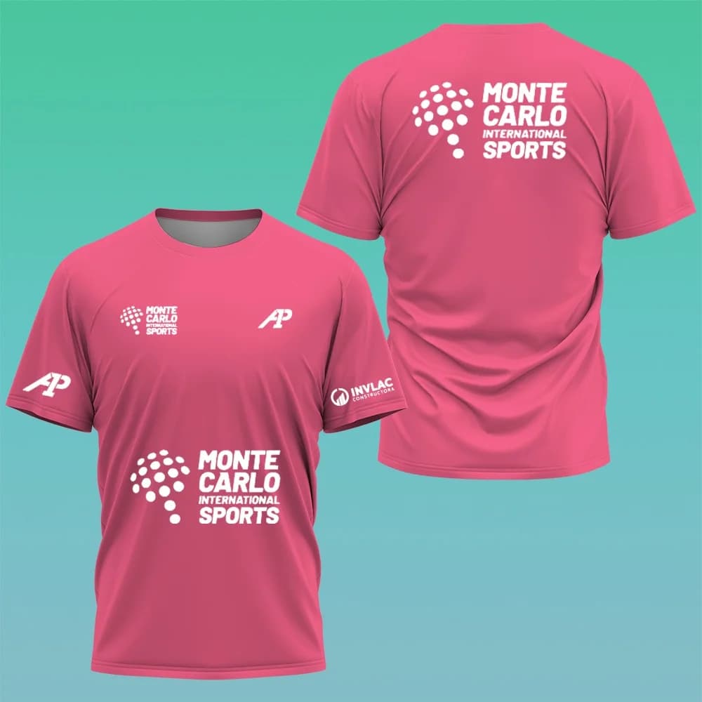 T-shirt a maniche corte a tema sportivo Monte Carlo, traspirante e confortevole per sport, fitness quotidiano, corsa e abbigliamento di gruppo
