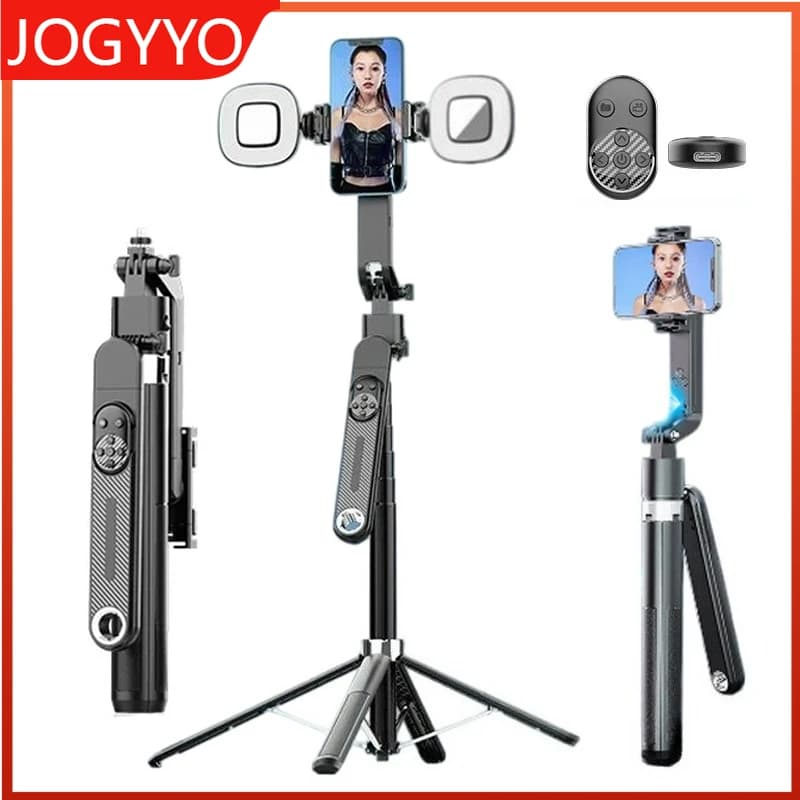 Gimbal Intelligente con Tracciamento AI, Asta Selfie con Rilevamento Facciale, Fotocamera Bluetooth Portatile, Supporto Telefono con Rotazione Automatica per Viaggi