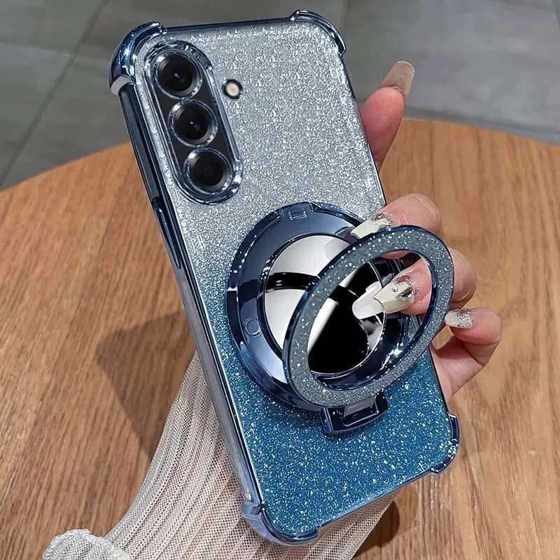 Elegante custodia con staffa a specchio magnetico glitter per Galaxy A57/37/27/17/07 A56/36/26/16/06 A55/35/25/15/05s Custodia protettiva antigoccia