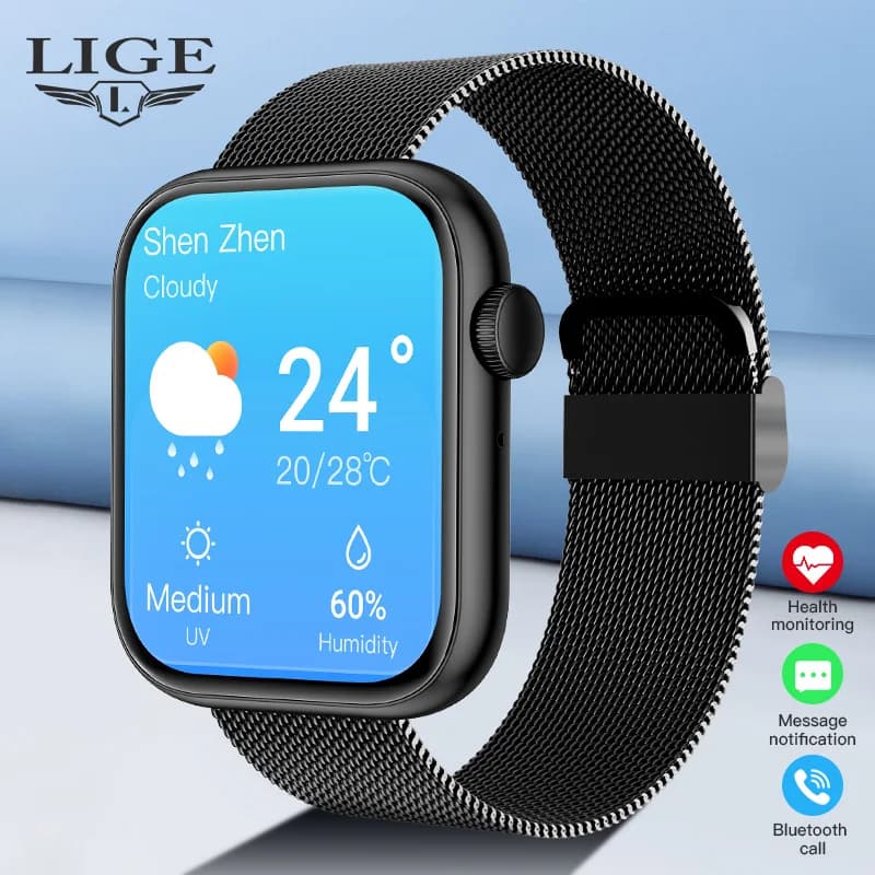 LIGE Nuove Donne Astuto Della Vigilanza 1.85 Full Touch Chiamata Bluetooth Orologio Da Polso Intelligente Temperatura Corporea Orologio Da Polso Sportivo Da Uomo Smartwatch