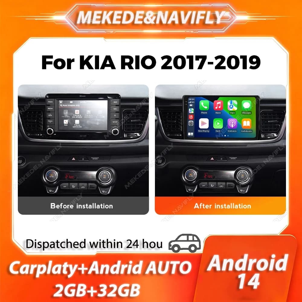 MEKEDE Carplay For Kia Rio Stonic YB 2016-2023 android 14 Car Radio GPS Navigation autoradio Stereo Intelligent car audio system
