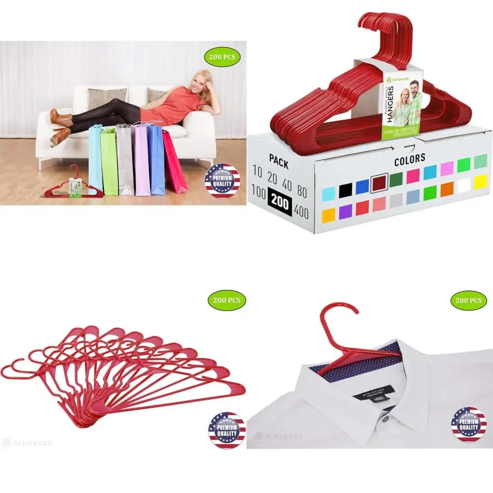 Appendiabiti per Adulti - in Plastica, Adatti per Camicie, Bluse, T-Shirt, Vestiti, Completi - Confezione da 200, Marrone