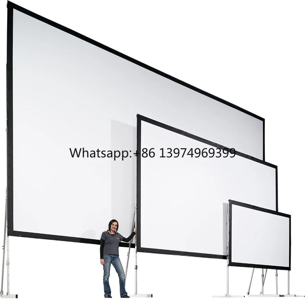 16:9 200 Inch Fast Fold Portable Outdoor Projector Screen with Aluminum Housing and Tripod for Front/Rear Projection