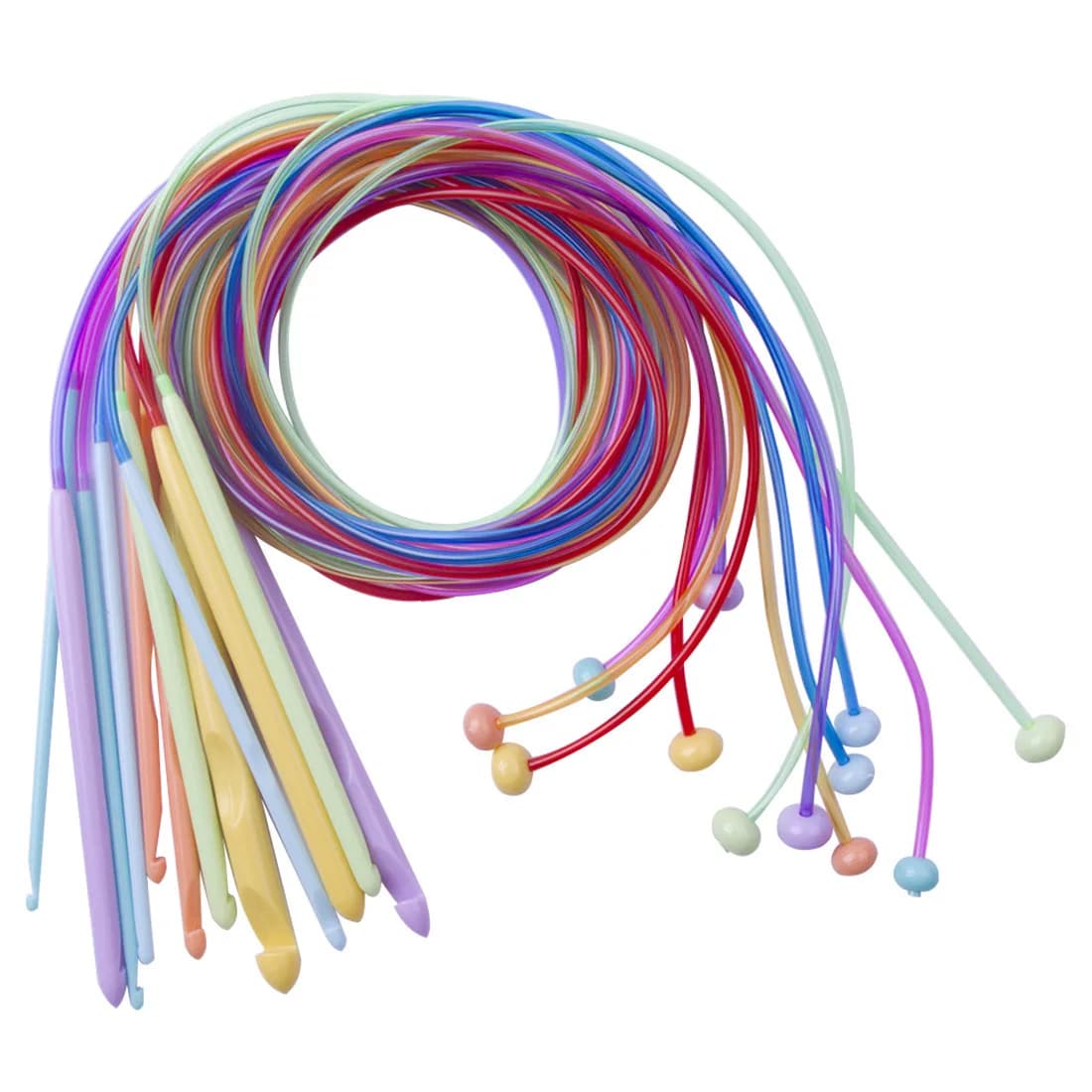 12 Sizes Flexible Plastic Afghan Tunisian Crochet Hook Set Knit Needles Weave Set - Knitting Tools