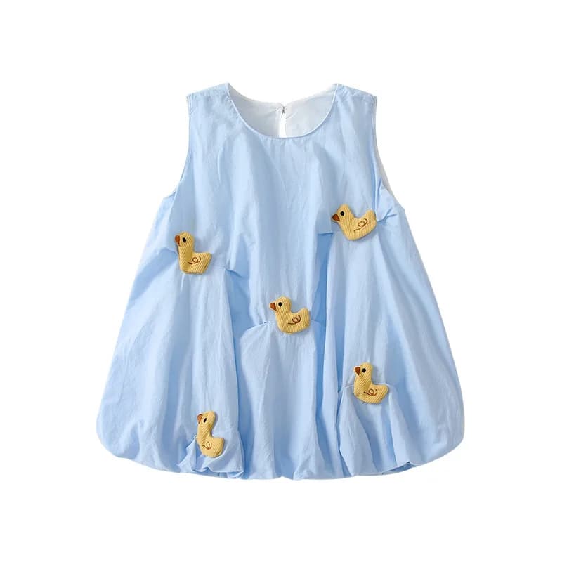 Estate neonata stile coreano abbigliamento per bambini senza maniche gonna blu cartone animato cotone sottile vestito carino 1-3 anni abiti casual