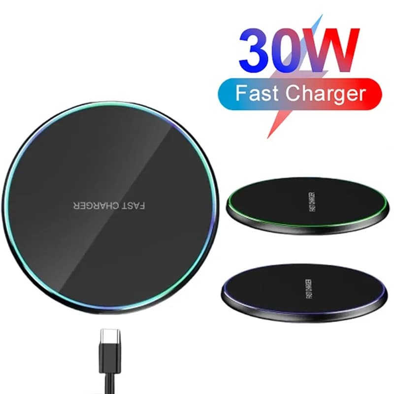 Mini caricabatterie wireless a LED da tavolo per iPhone Samsung Xiaomi Realme, stazione di ricarica rapida per smartphone.
