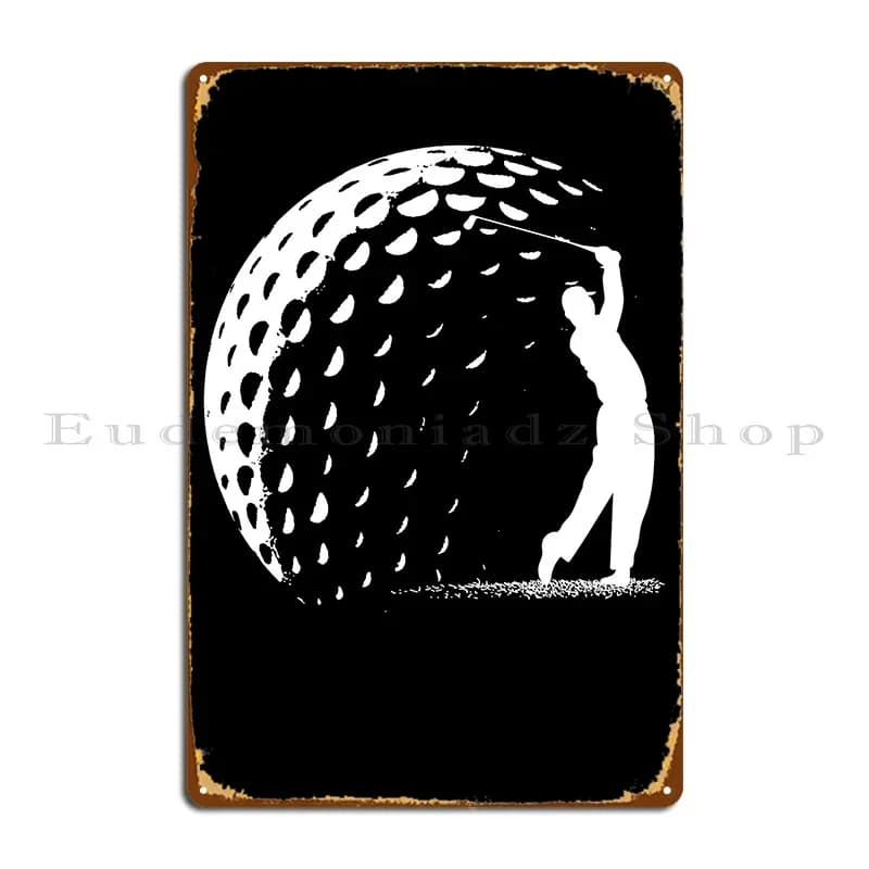 Targa in metallo con silhouette per pallina da golf, cinema, club, bar, grotta da parete, targa in metallo personalizzata