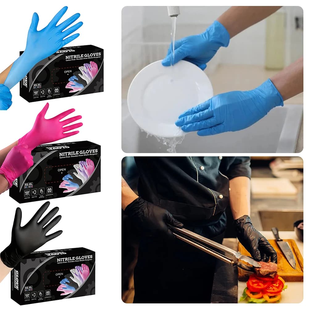 Guanti monouso in nitrile nero/rosa da 30 pezzi senza lattice impermeabili durevoli adatti per la cucina cucina salone di bellezza famiglia