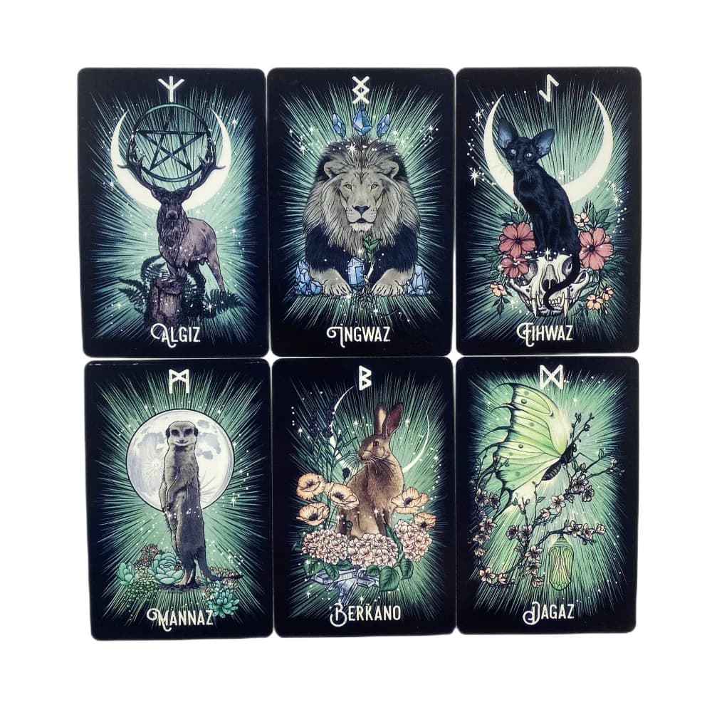 The Witch's Familiar Runic Oracle: Mazzo di Tarocchi Indie da 24 Carte con Rune, Carte Runiche, Oracolo Animale, Carte Tarocchi Animali, Rune Vichinghe