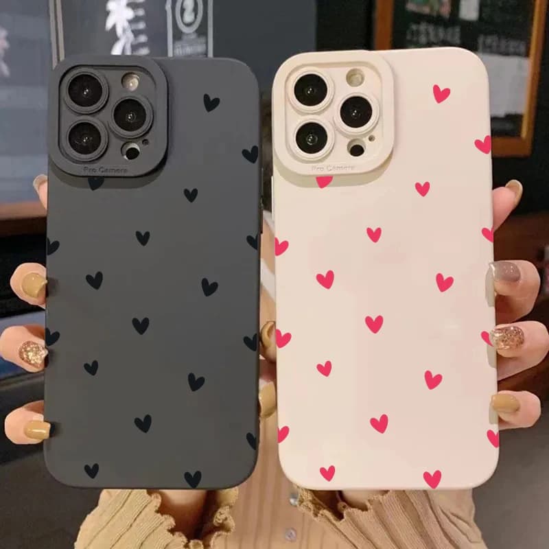 Black Love Heart Protector Phone Cases For Samsung Galaxy S26 S25 S24 Ultra S22 S23 Plus A35 A54 A55 A26 A53 A36 A56 A16 Cover