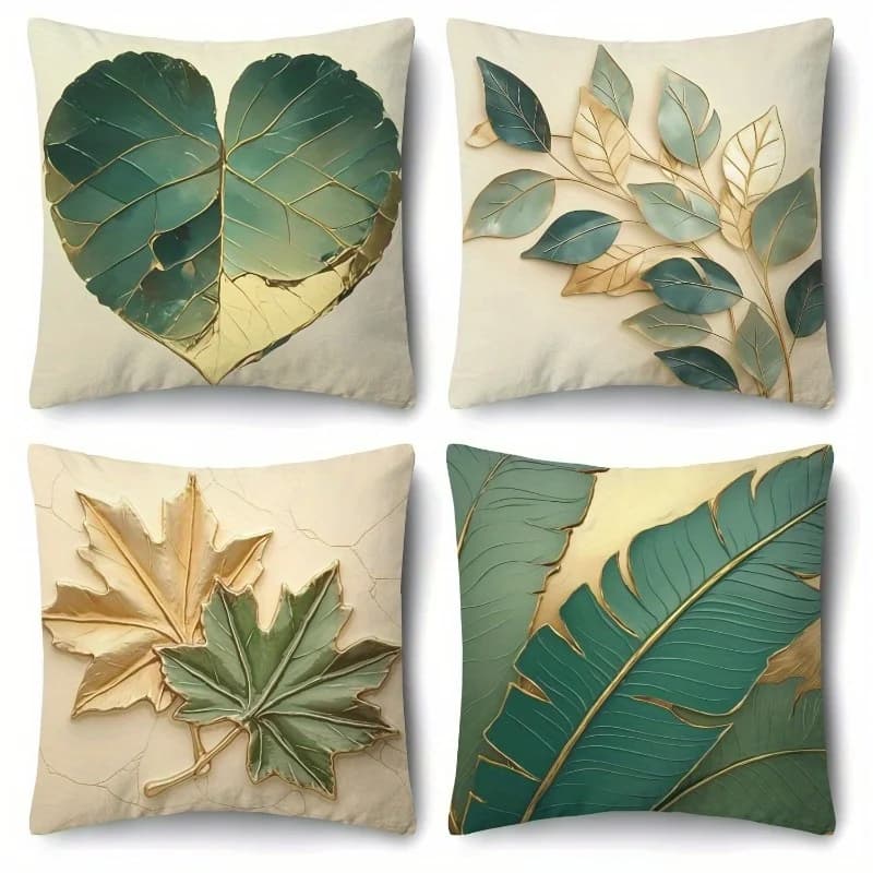 1pc Pillow cover with leaf pattern, contemporary style soft polyester pillow cover, suitable for sofas, bedrooms, outdoor,