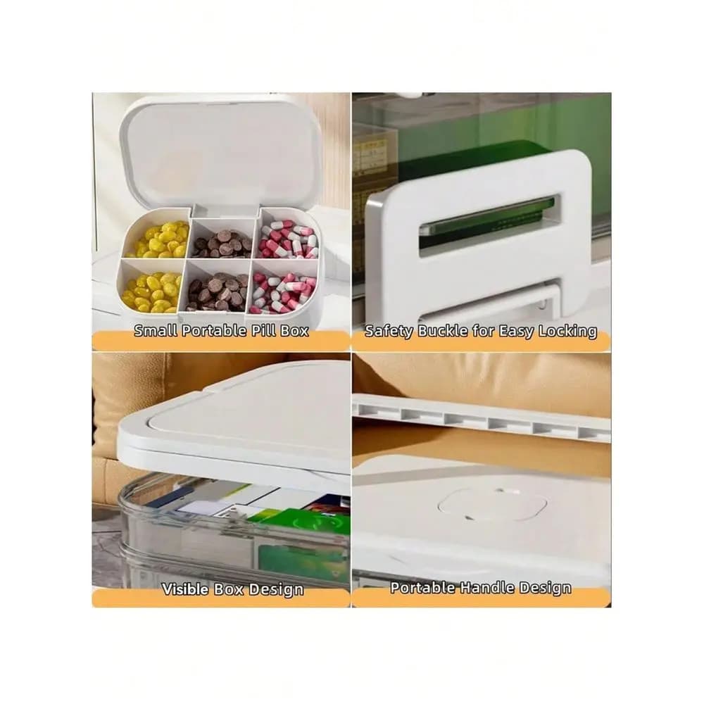 Organizzatore di Medicinali a 2, 3, 4, 5 Strati, Armadietto Portatile per Medicinali con Maniglia in Pelle, Kit di Pronto Soccorso Vuoto per l'Organizzazione Domestica