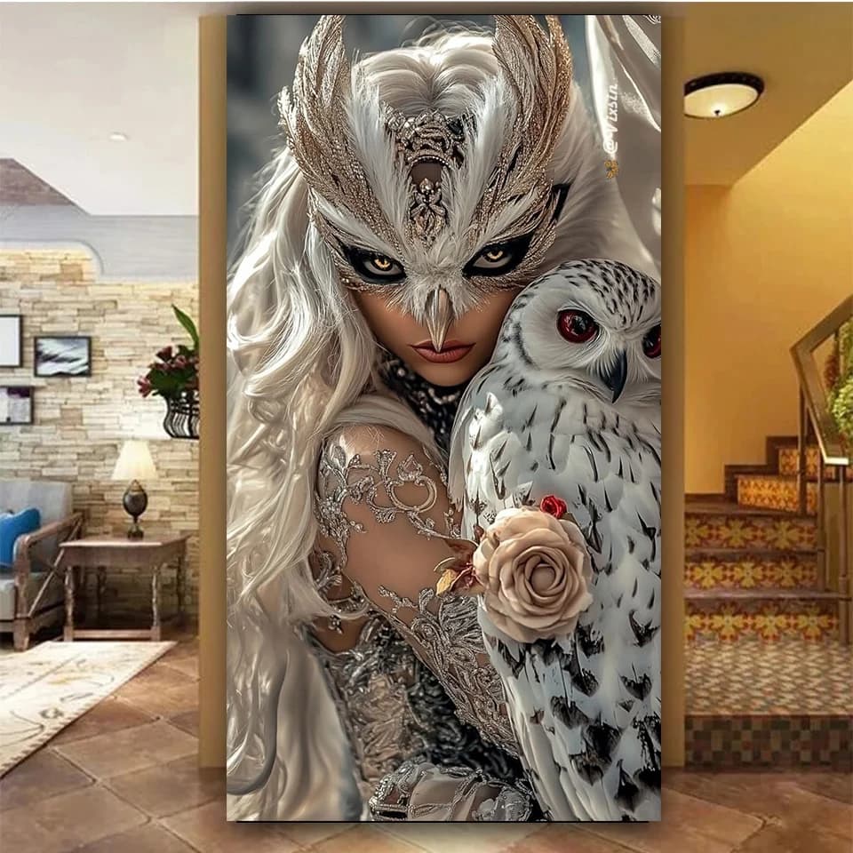 pittura diamante fai da te Aquila Regina E Gufo Gioielli punto croce Diamante rotondo completo arte mosaico di cristallo ritratto Decorazioni per la casa