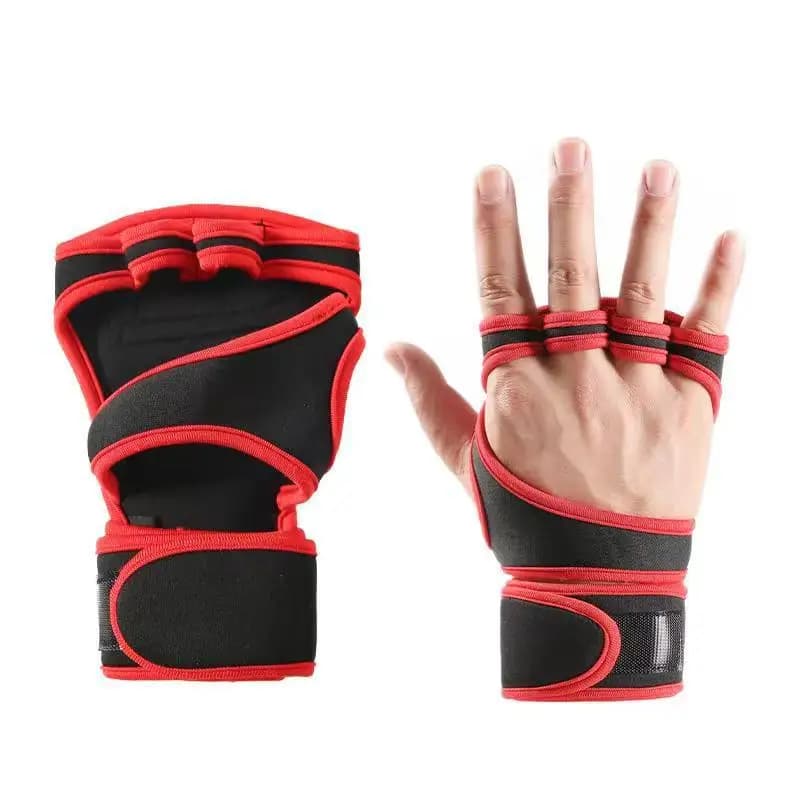 1 pair of anti-slip weight lifting gloves, fitness, sports, body building, gymnastics, gym, hand, wrist, palm, protection