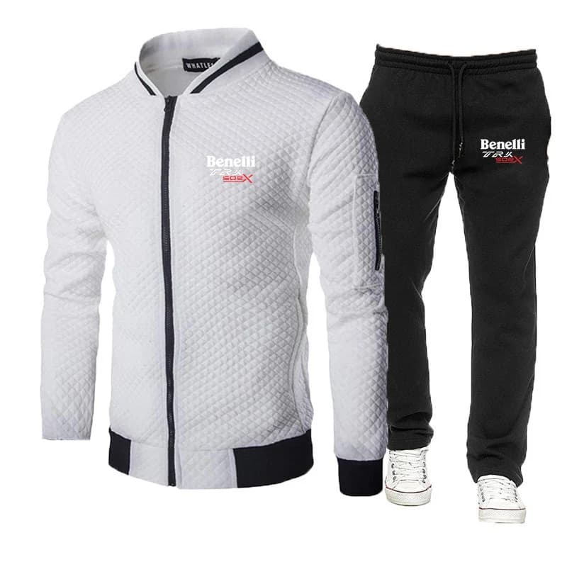 2025 Primavera e Autunno Uomo Benelli TRK 502X Moto Logo Stampa Bello Girocollo Con Cerniera Felpe + Pantaloni Per Il Tempo Libero Tute
