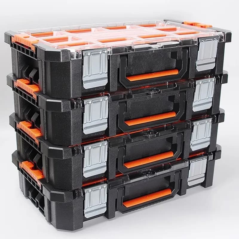 Parti della cassetta degli attrezzi impilate Custodia per strumenti a vite Hardware multi-griglia Scatola di immagazzinaggio di componenti elettronici Organizzatore di strumenti portatili