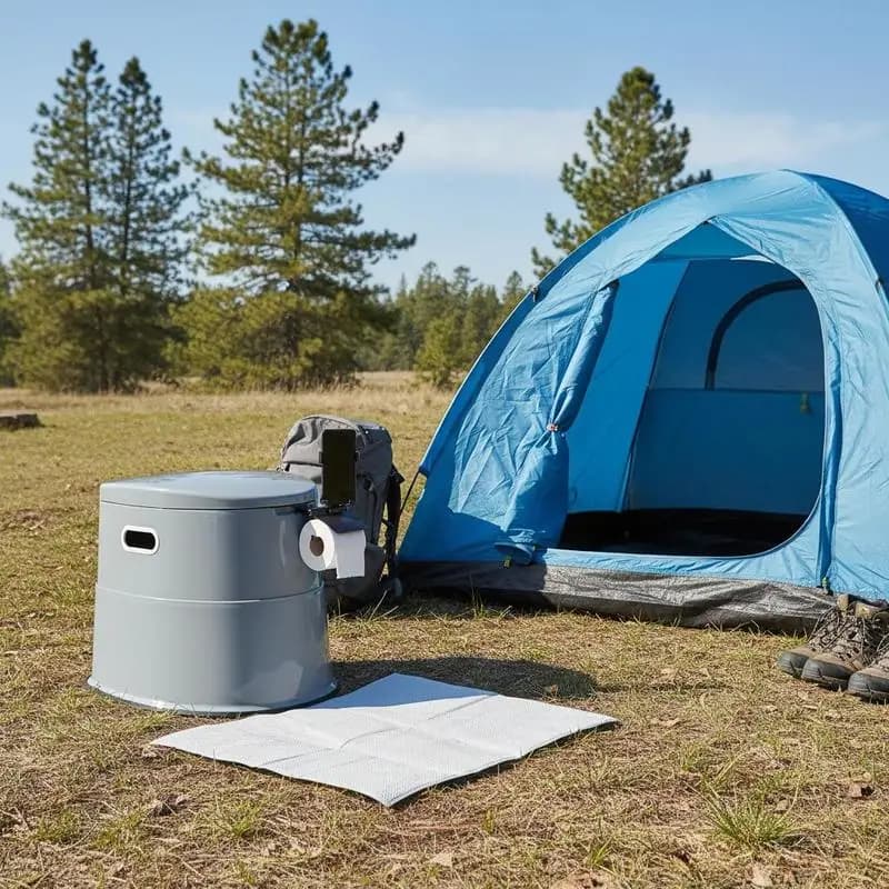 WC portatile da 5 litri per viaggi in campeggio e in auto, secchio interno staccabile, porta carta rimovibile, doppio coperchio, design compatto, a prova di perdite
