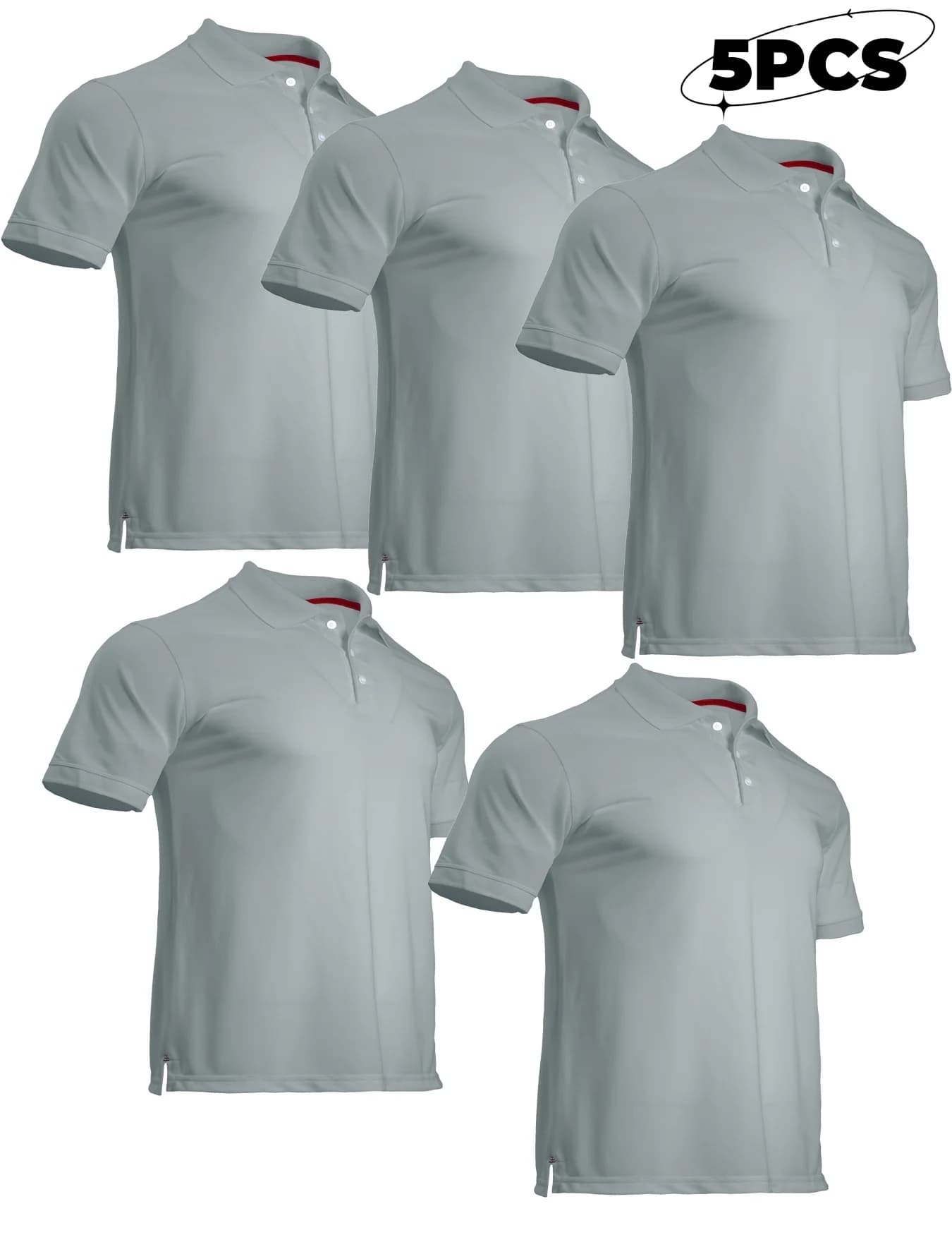 Men's golf shirt in 5 pieces quick drying mosquito test, breathable knitted fabric, summer light top in solid color