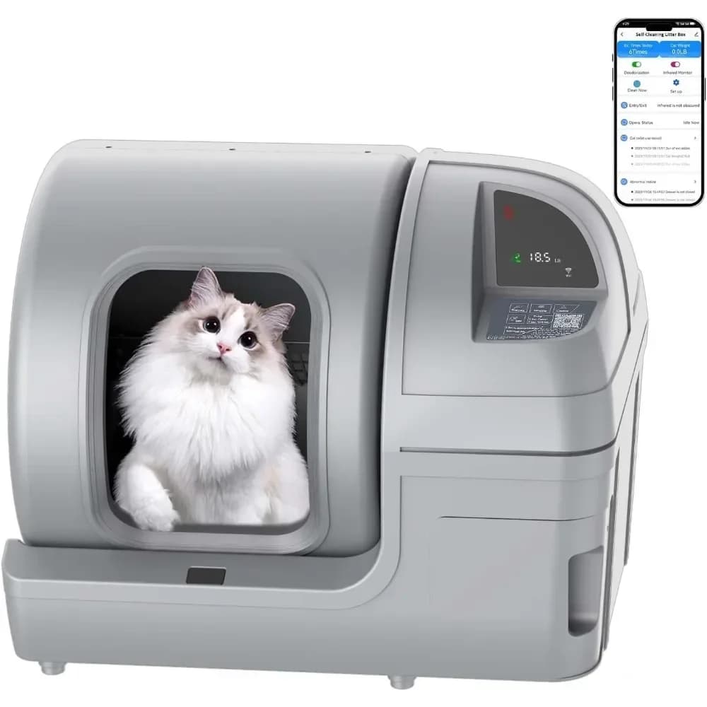 # Lettiera automatica per gatti Lettiera per gatti extra large da 100 litri autopulente con controllo APP, avviso sicuro e monitor intelligente per la salute #