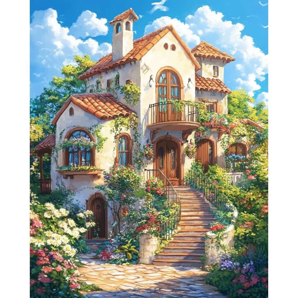RUOPOTY Villa Diamond Painting Kits Art Supplies Adult Diamond Art Landscape Full Round Interior Home Wall Art Decor Diy Idea