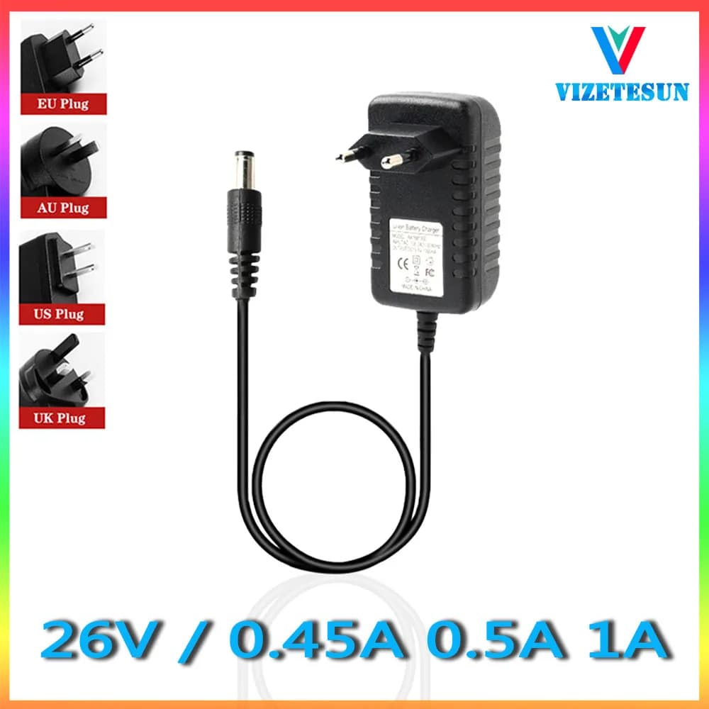 UK 26V 0.45A 0.5A 1A Vacuum Cleaner Strap Gun Massage Gun Power Adapter DC 5.5*2. 1 MM