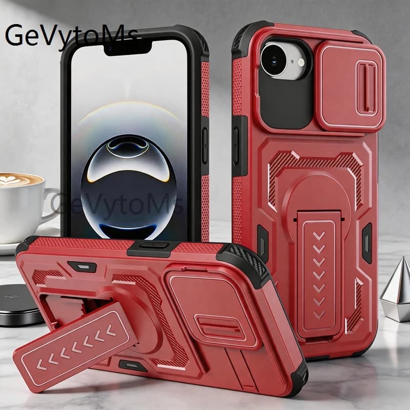 Custodia Protettiva Militare Rinforzata per iPhone SE4 (2025) con Bumper e Copri Fotocamera Scorrevole