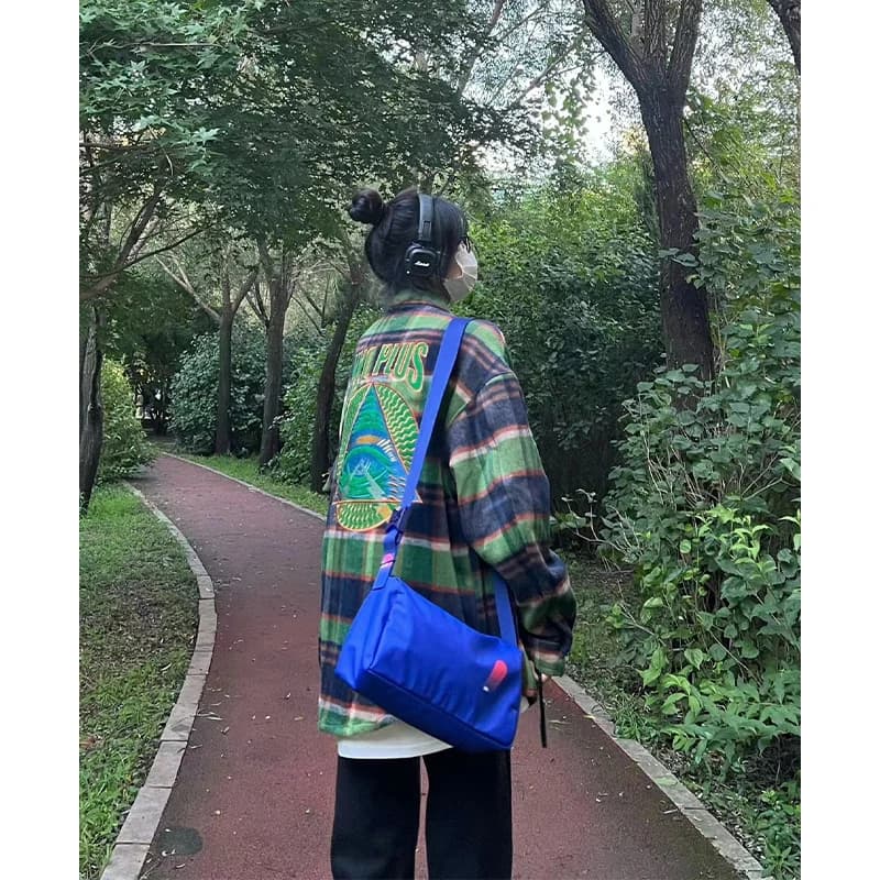 Green Plaid Long Sleeve Men's Shirt American Retro Cleanfit Embroidery High-End Feeling Indian Jacket Standard Fit Summer Thin