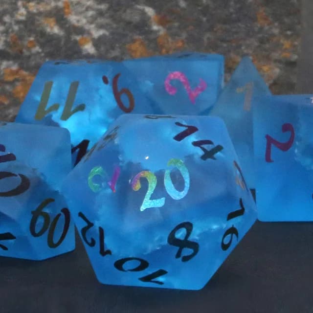 Factory Custom Natural Jade Material 7Pcs/set Dice Set Multi-color Optional Lightning Glass Dice For Dungeons And Dragons Games