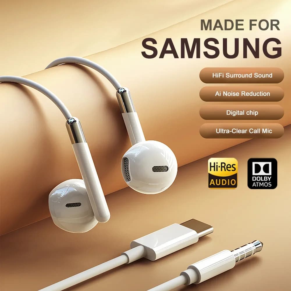 Per Samsung Tappi Per Le Orecchie Dolby Surround Sound Con Microfono Tipo C 3.5mm Musica Cuffie Cablate Per Samsung Galaxy S25 S24 S23 S22 Ultra