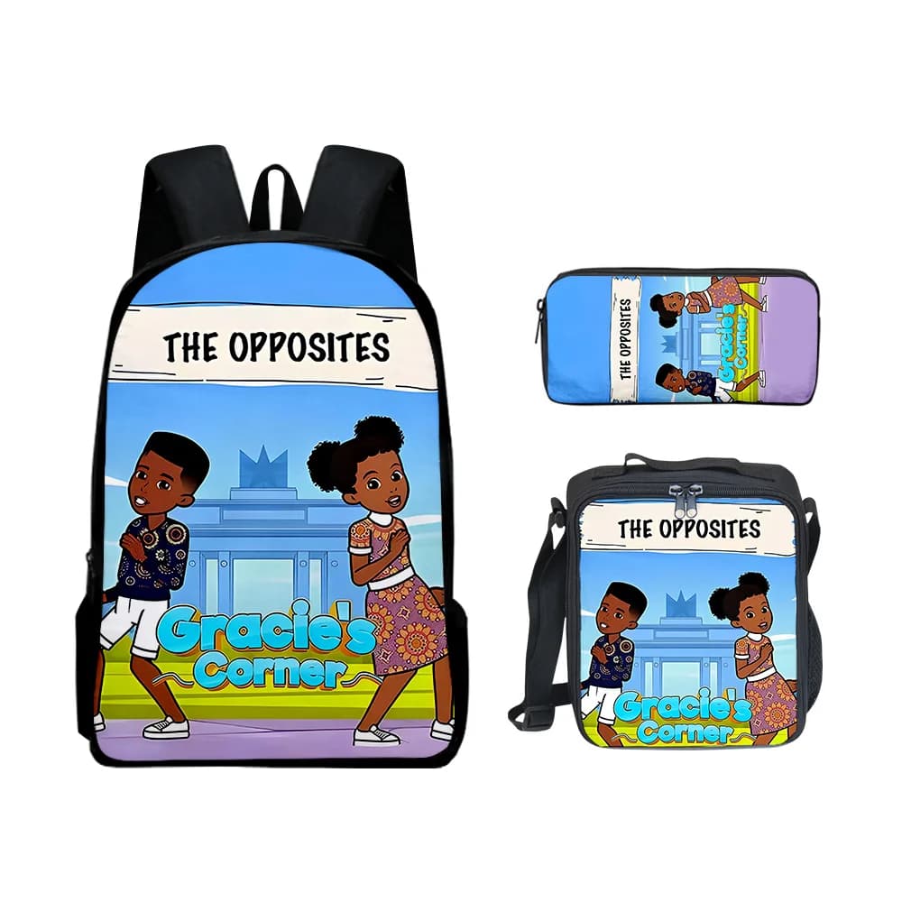 Classic Popular Peculiar Funny Gracies Corner 3D Print 3pcs/Set pupil School Bags Laptop Daypack Backpack Lunch bag Pencil Case
