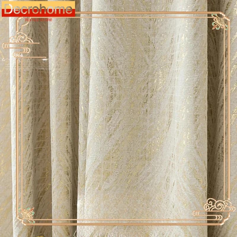 Tende per soggiorno, sala da pranzo, camera da letto, stile americano francese crema, moderno, leggero, di lusso, di fascia alta, in ciniglia dorata