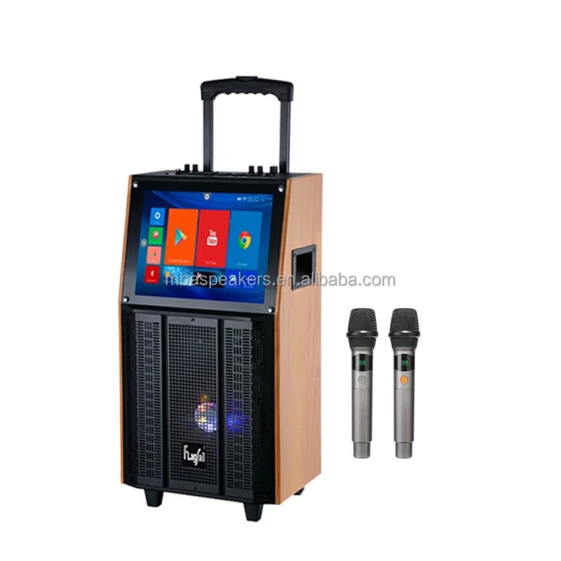 Sistema di altoparlanti PA portatile Touch screen wireless YouTube Android 13 Mirroring mobile WiFi per macchina audio Karaoke