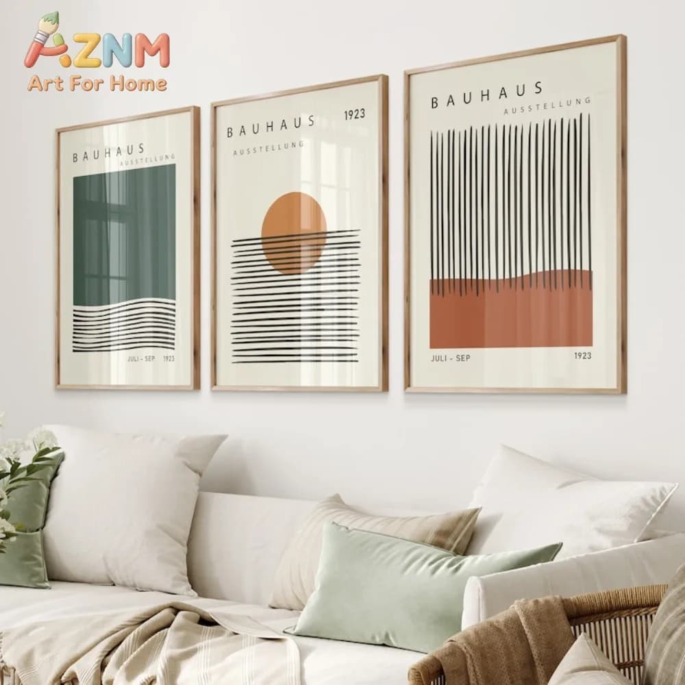 3 poster senza cornice per l'esposizione Bauhaus, poster moderni del mid-century, stampe Bauhaus, arte geometrica, arte pop culture, download immediato