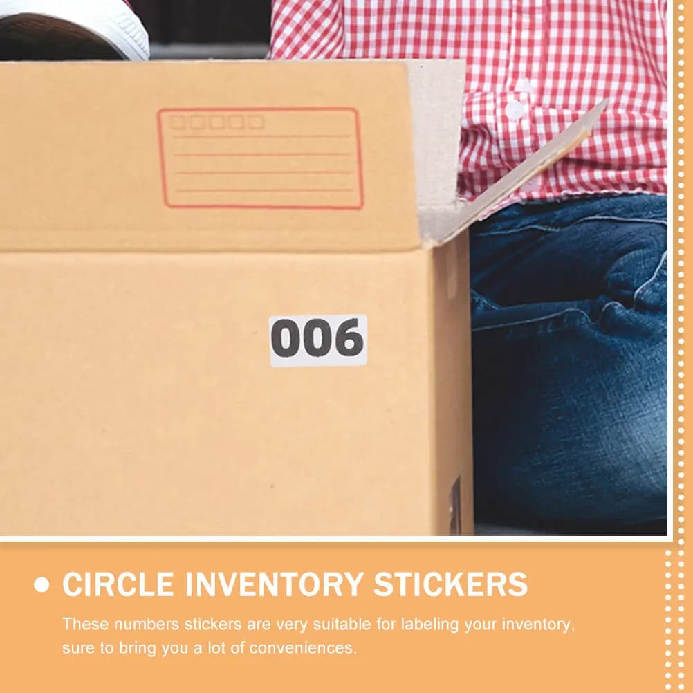1 Roll Round Number Stickers Heat Adhesive Inventory Labels for Warehouse Storage Packing Tracking Number Stickers