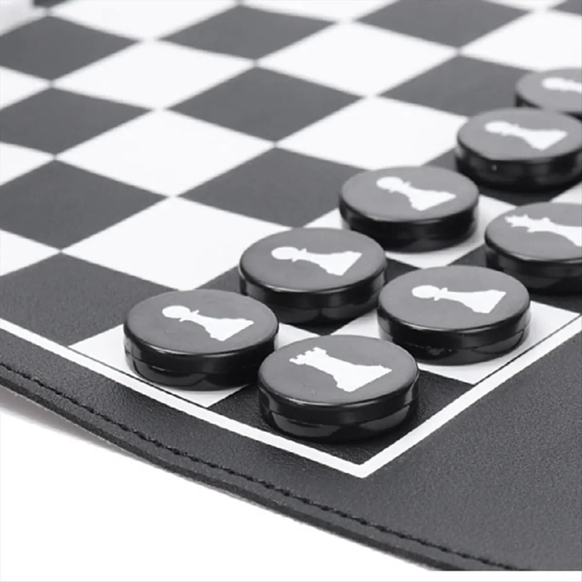 goodede Roll Up Backgammon Chess Set PU Mini Portable Board Game for Children Outdoor Travel Family Backgammon Table Game